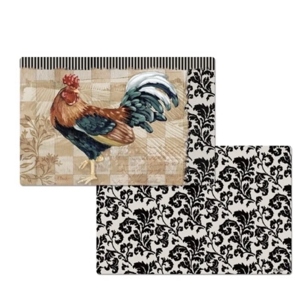 Rooster Placemats Reversible Indoor Outdoor Set of 4 Bergerac Rooster Multicolor